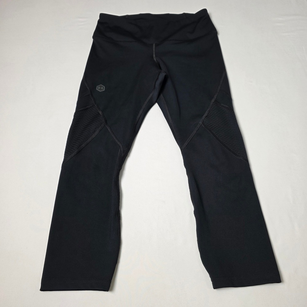 Under Armour Leggings Womens Medium Black HeatGear Celliant Mesh Crop Pants